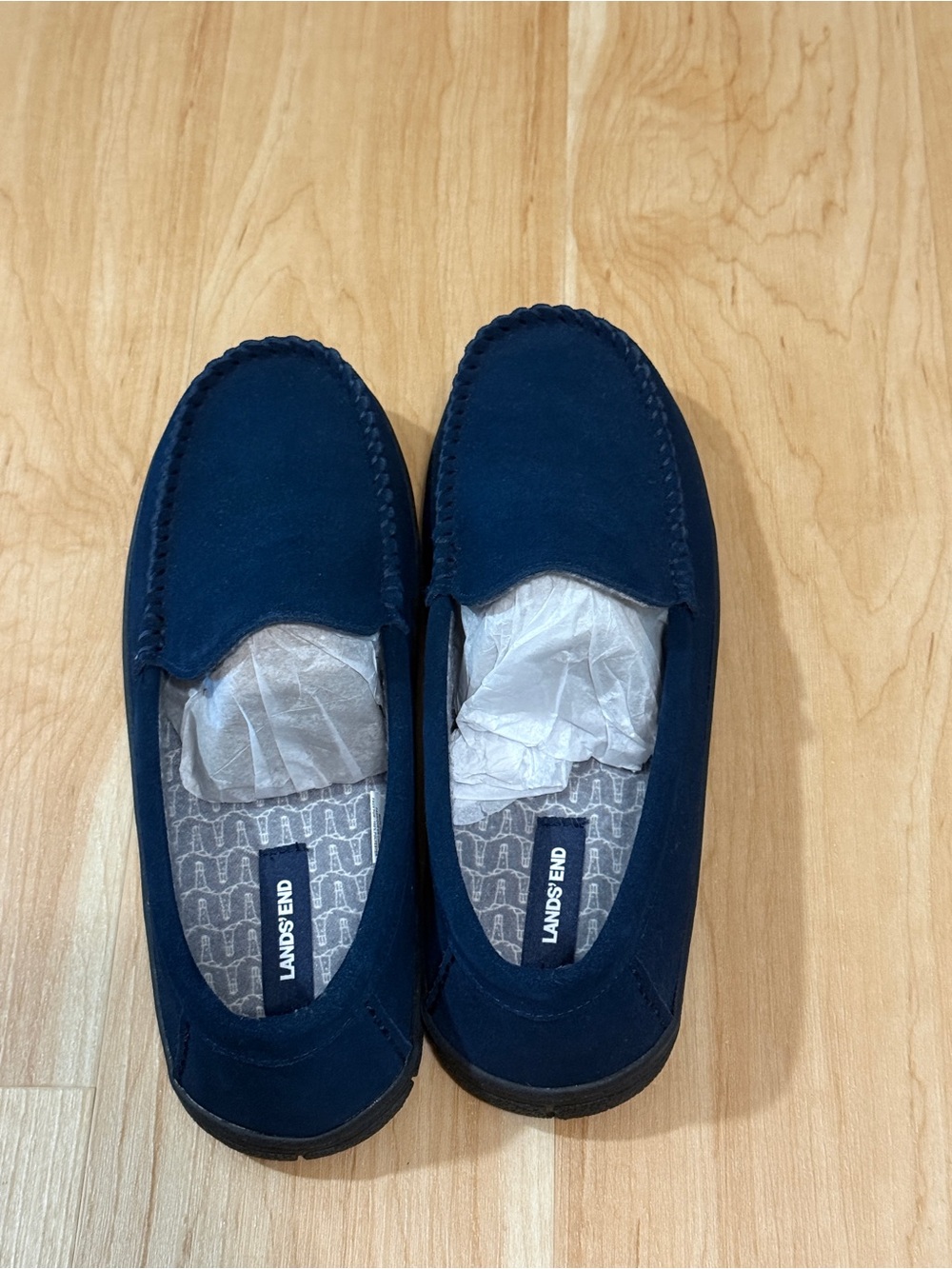 Lands' End Men’s Navy Blue Moccasin Slip-Ons NWT size 10